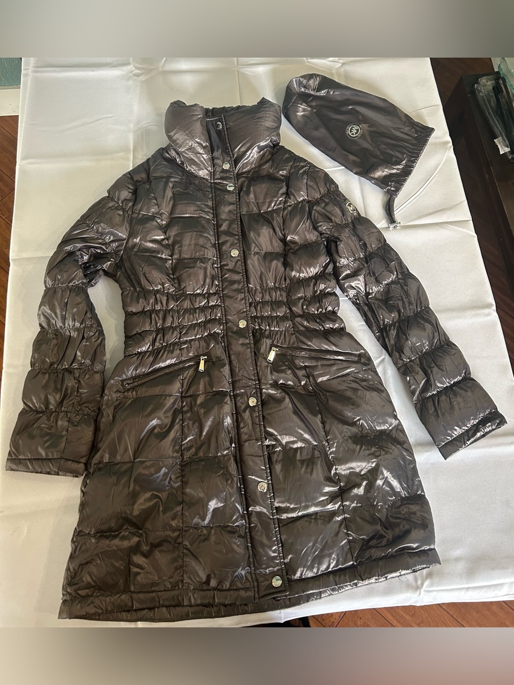 NWOT Michael Kors Gray Packable Down Fill Puffer Jacket Coat